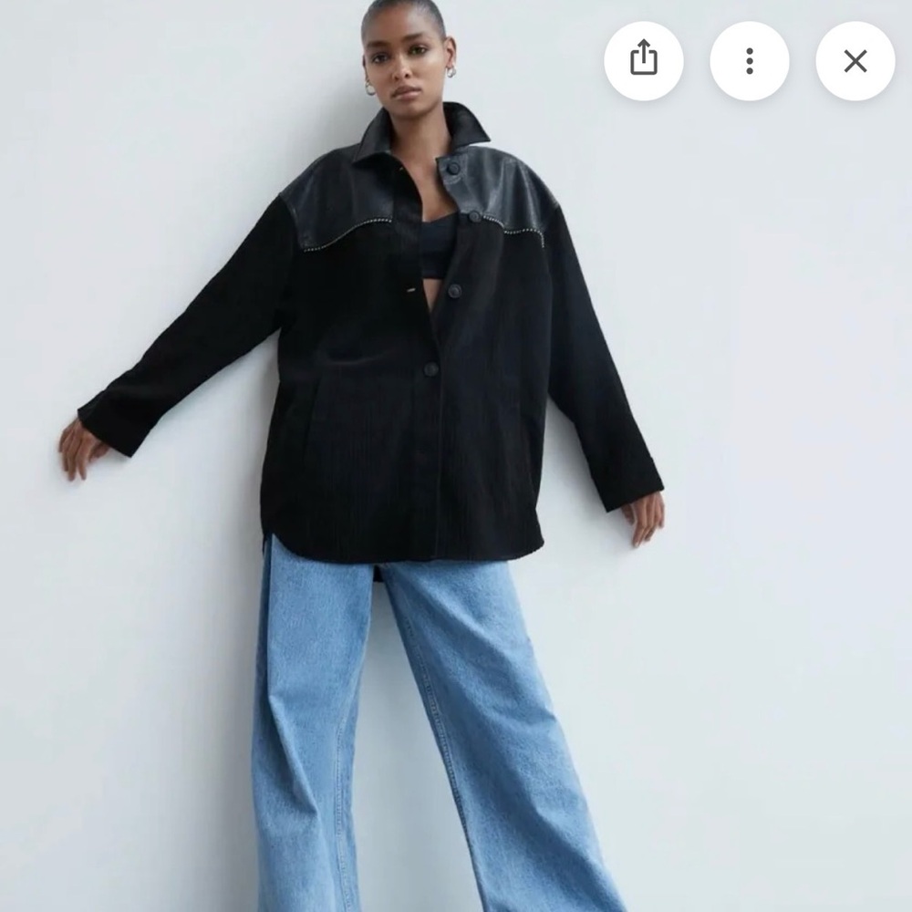 Zara Faux Leather Beaded Overshirt